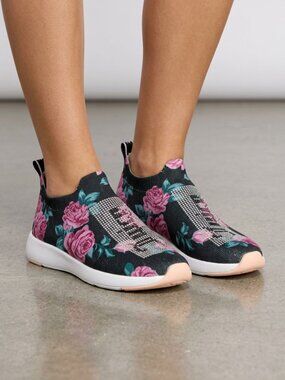 Juicy Couture Ablaze Floral Print Diamond Embellishments Sock Slip On Loafers 9